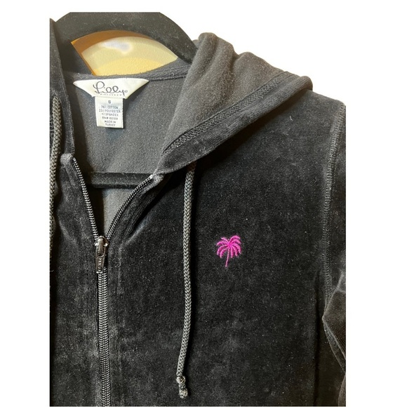 Lily Pulitzer SET Black Y2K Velour Sweat Suit Size S/M - Picture 2 of 8